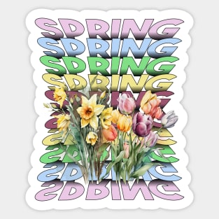 Spring Is Here Colorful Floral mirrored design Sticker